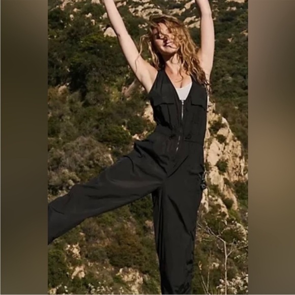 {FP Movement} Back on Trek One Piece Jumpsuit in Black - Womens Large - Picture 13 of 14